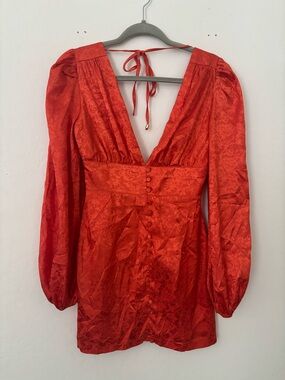 Runaway The Label Orange Jacquard Plunge Mini Dress Size 2 Rat & Boa Inspired